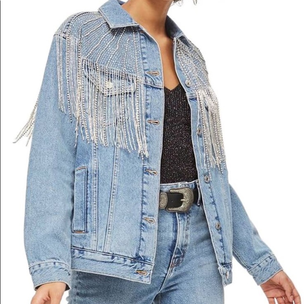 Topshop Dazzle Moto Jacket